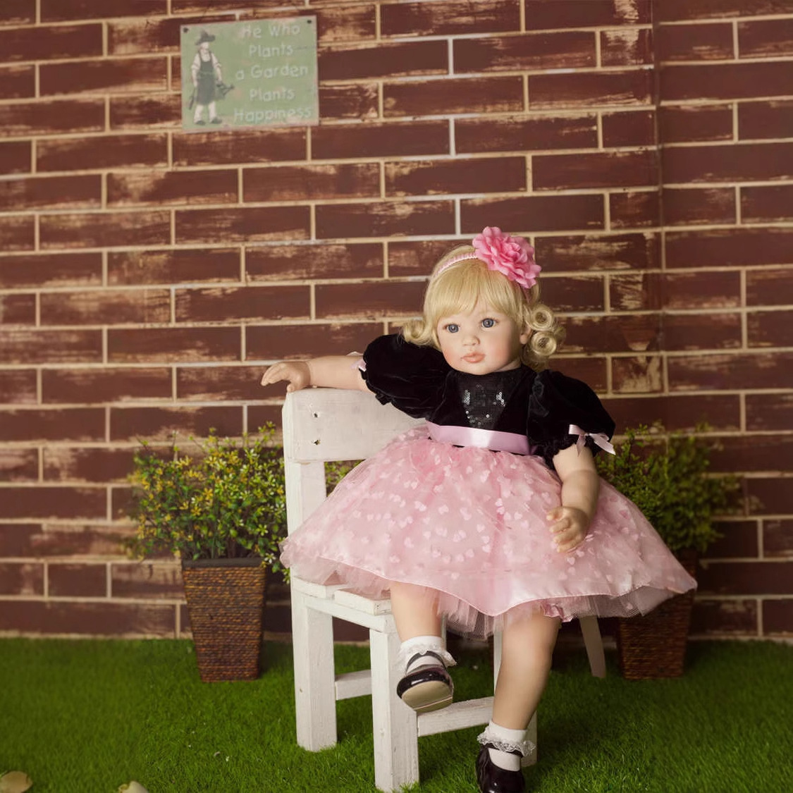 En stock reborn niño simulación linda princesa Pelo Largo muñeca regalo 60cm
