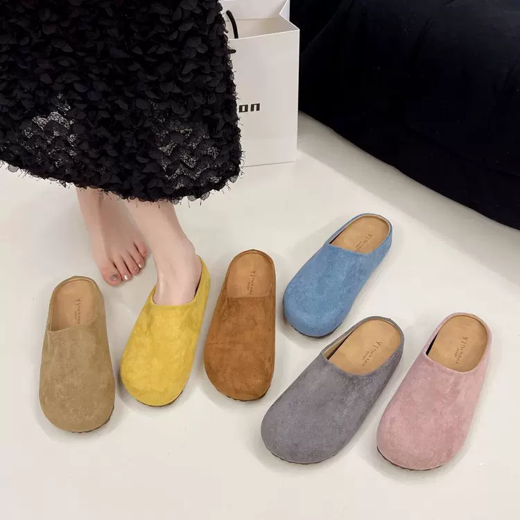 厚底多色勃肯鞋女2025春夏秋新款一脚蹬女鞋软底内增高包头半拖鞋