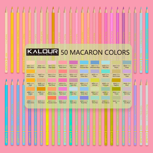 Factory direct sale KALOUR 50 pieces Macaron color pencil art graffiti pencil painting color lead set