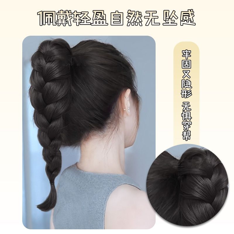 Peruca trenzada simulación de cabello agarrado tipo trenzada red roja cola de caballo alta trenzada larga ornamento de cabello de cabello de trenzada falsa cola de caballo