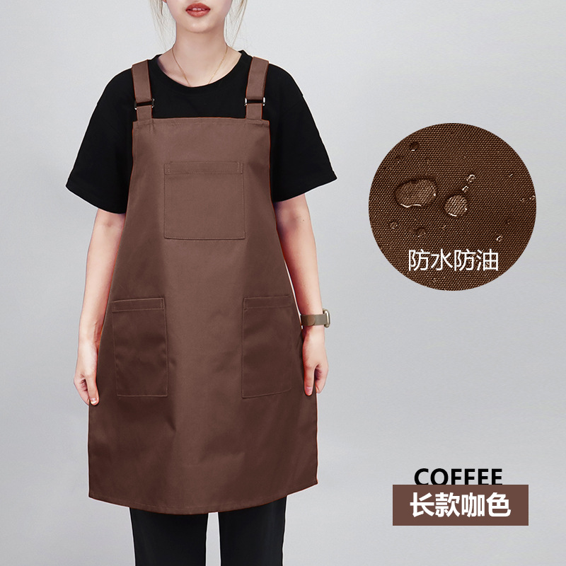 Chaleco largo impermeable y a prueba de aceite Marrón