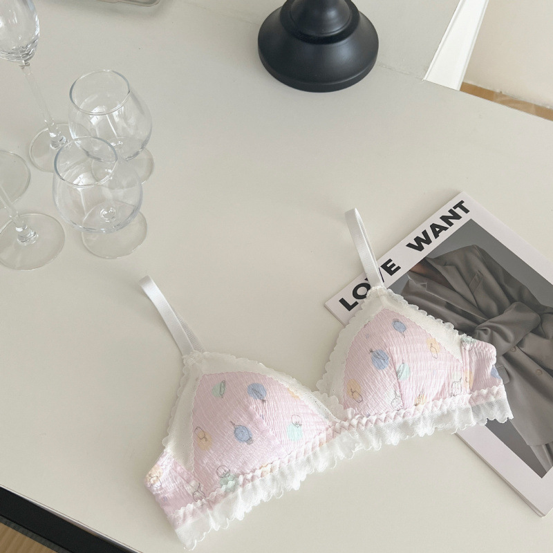 少女高中生甜美蕾丝边三角杯内衣女舒适透气防下垂小胸文胸罩|undefined