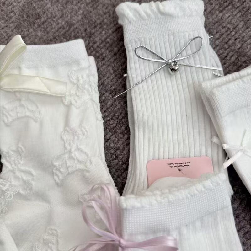 夏季蝴蝶结小白袜韩版ins甜美春夏少女风百搭蕾丝可爱高颜值袜子|undefined
