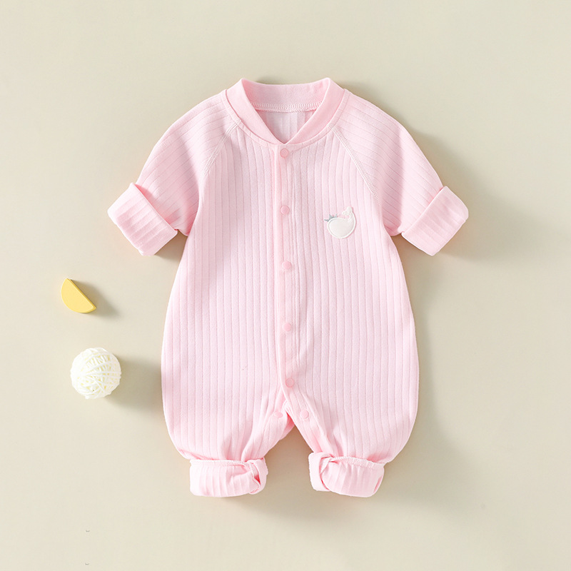 Otoño recién nacido de algodón puro sin hueso mameluco del bebé del mono Cuatro Estaciones hebilla mameluco del bebé recién nacido mameluco