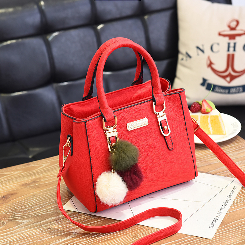 Women's Single Shoulder Handbag With Pom-pom And Double Layer_voghion.com