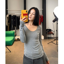 楠涛韩系内搭正肩打底衫女2025秋季穿搭修身甜辣低领长袖t恤上衣