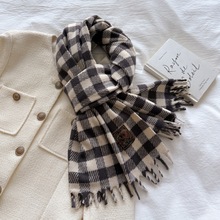 秋冬跨境热销新品上市仿羊绒格子围脖围巾百搭保暖日韩校园轻奢感