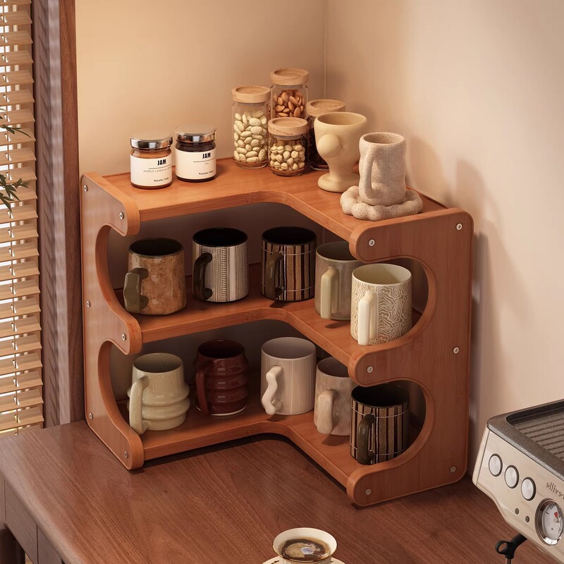 Desktop Storage Rack Home Dining Side Cabinet Corner Rack Coffee Corner Multi-Layer Cup Holder Water Bar Cup Storage Display Rack