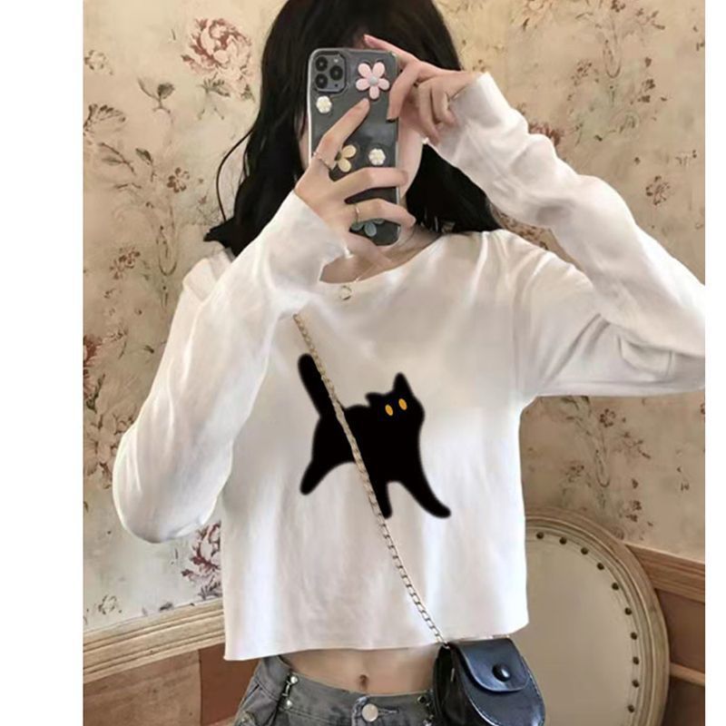Short White Base Layer Shirt for Petite Women to Look Taller, Spring and Autumn Round Neck Long-Sleeve T-Shirt Top, 2026 New Style