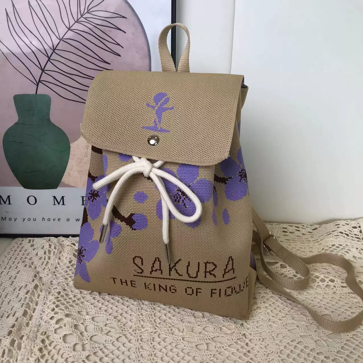 Модный мультяшный вязаный рюкзак, брендская сумка на плечо, корейский стиль, яркие цвета