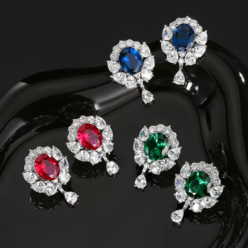 2025庄生生珠宝铜镶独立包装仿真彩宝款复古简约日常女式耳钉8*10