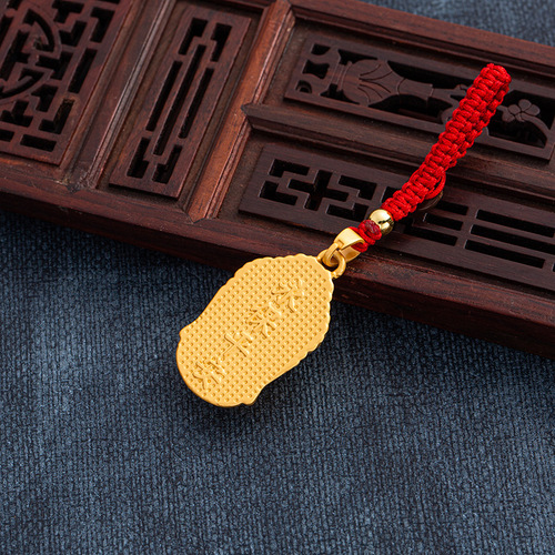 Vietnamese sand gold 3D Buddha head necklace, Tathagata Buddha men and women personalized pendant, key pendant, mobile phone pendant protection