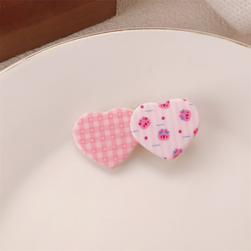 Hermosas brocas de cabello de cuadrícula arco iris amor temperamento brocas de cabello coreano dulce lado de cabello roto ceja borde brocas adornamiento para el cabello