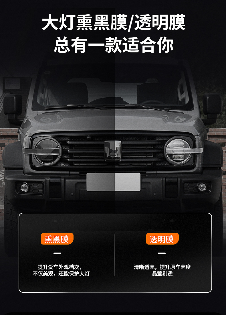 Headlight Film TPU Smoked Black Protective Film For 300/500