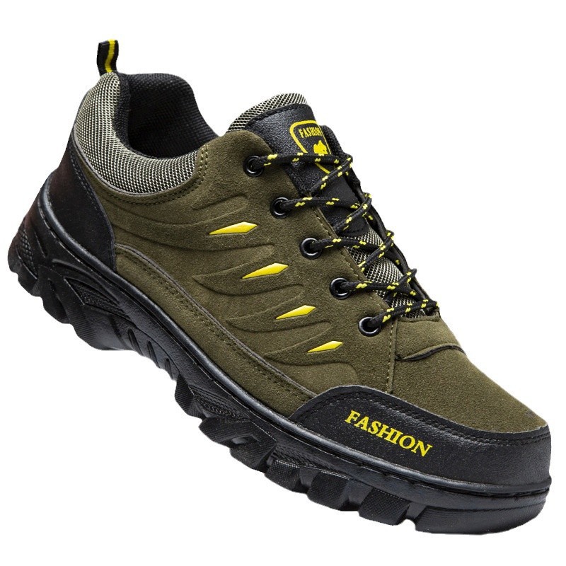 Zapatos de montañismo transfronterizos para hombres nuevos zapatos de seguro laboral de tacón plano de punta redonda al aire libre tendencia casual zapatos de senderismo fríos cálidos y cómodos