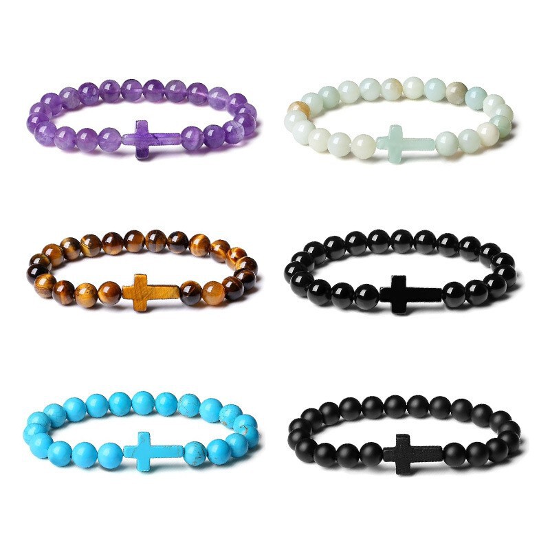 Cross-Border Popular Item: Unisex Cross Crystal Bracelet, Natural Stone Bracelet, Amethyst Healing Beaded Bracelet for Women Cross-Border Popular Item: Unisex Cross Crystal Bracelet, Natural Stone Bracelet, Amethyst Healing Beaded Bracelet for Women