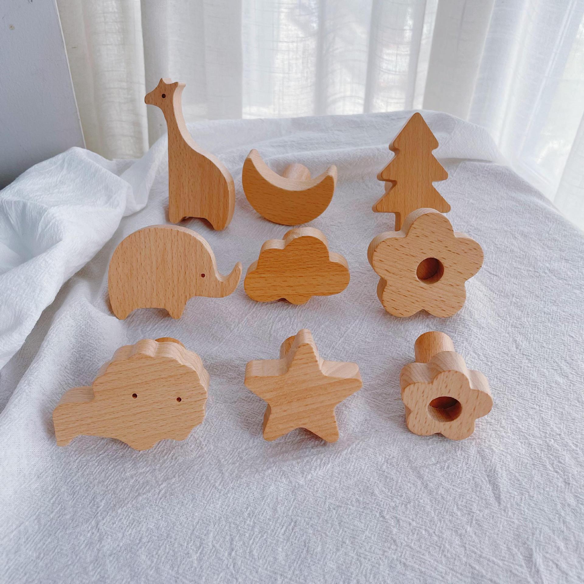 Solid Wood Animal Door Handle Cute Creative Hook Children's Room Cabinet Drawer Pull Accessory Cross-border Wholesale