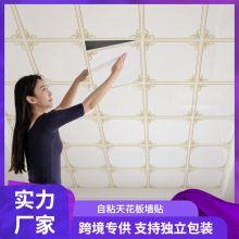 跨境专供自粘天花板墙贴卧室客厅屋顶电视背景墙墙纸吊顶家居瓷砖