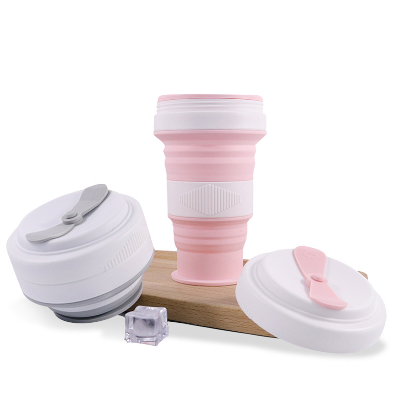 创意硅胶折叠水杯户外便携随手杯带吸管伸缩杯现货工厂直供硅胶杯|ms