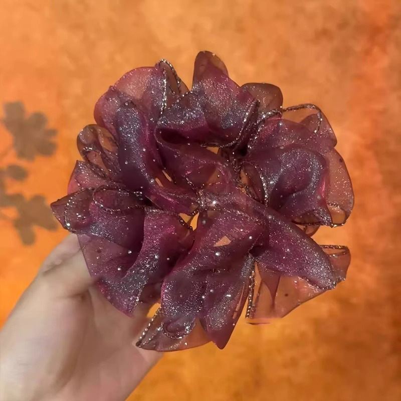 Brotes de flores negras de alta calidad, anillo de cabello de estrellas, banda de goma de alta elasticidad, bolas de cabeza, anillo de cabello de intestino grueso, cuerda de cabello para mujeres