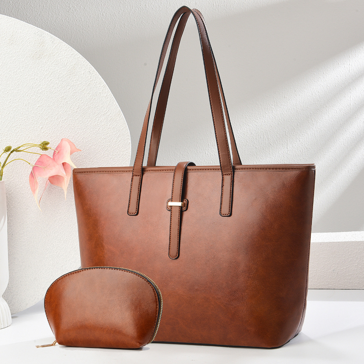 Bolso Tote bag Taizhou bolso femenino nuevo comercio exterior transfronterizo al por mayor color sólido bolso madre textura totebags