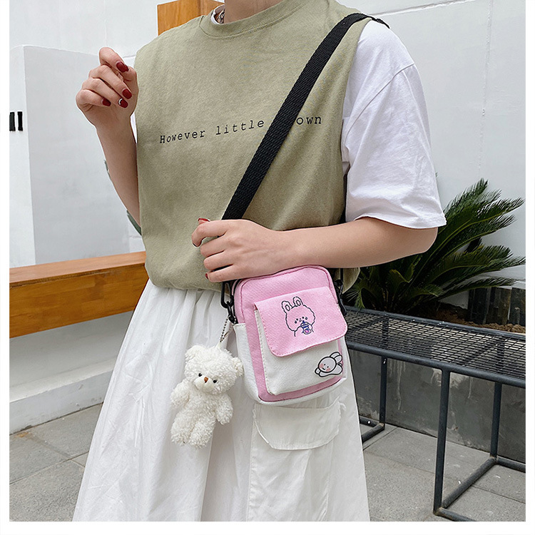 Women's Small Canvas Animal Color Block Cute Square Zipper Shoulder Bag Crossbody Bag display picture 2