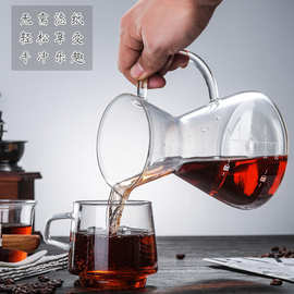 新款手冲一体咖啡壶带把滤杯分享壶滴漏不锈钢咖啡过滤网玻璃茶壶