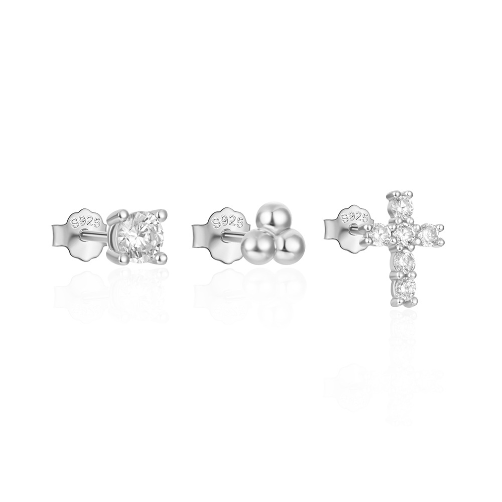 3g Weight Ear Studs Classification 1 Set Quantity Daily Occasion 925 Sterling Silver Material Star, Butterfly Pattern Women's Gender Plating Design Simple Style Style 1 Set 925 Sterling Silver Star Butterfly Ear Studs 113