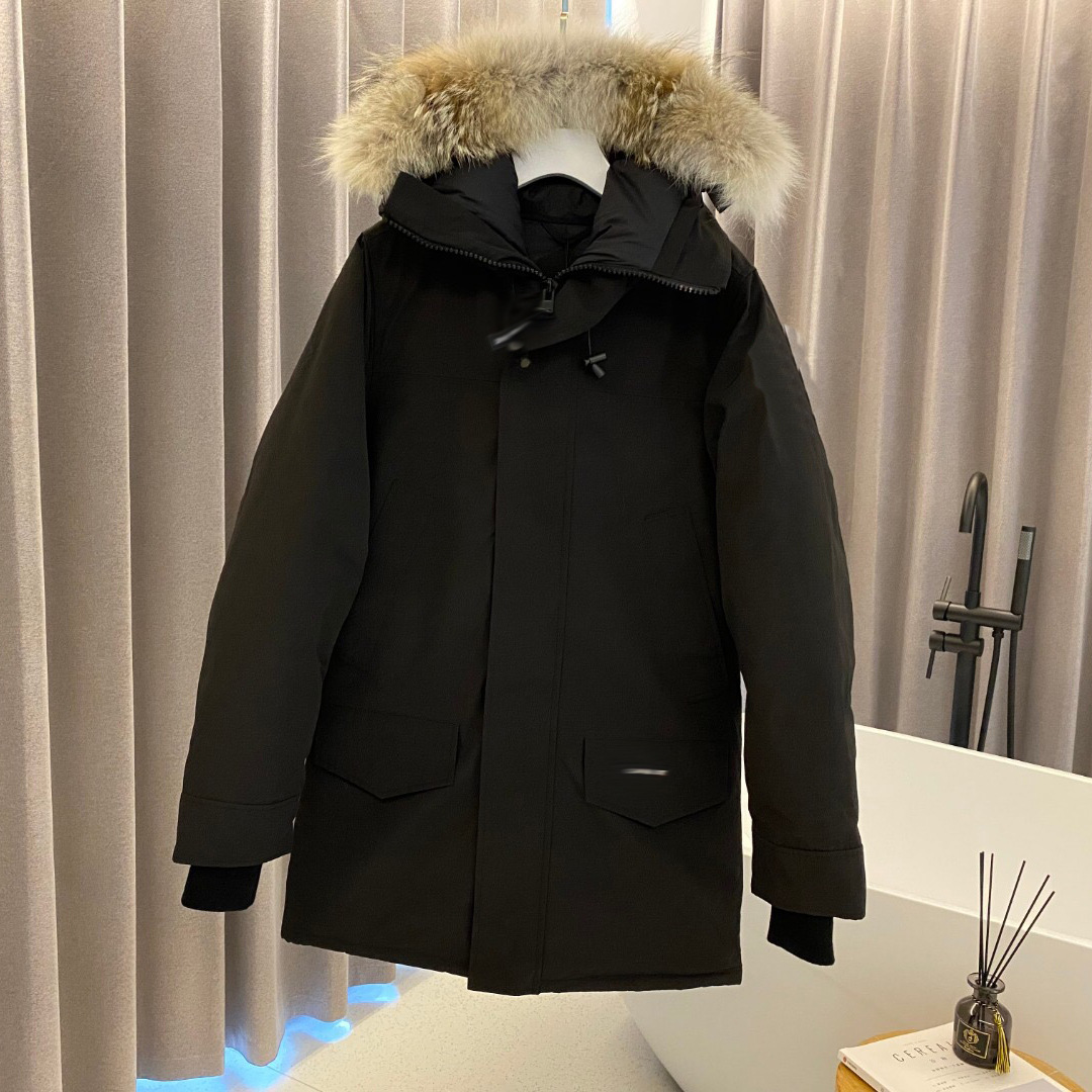 Cross-Border Export Large Goose down Jacket 13 Canadian Same Style Men's Hooded Parka Jacket with Wolf Fur Collar