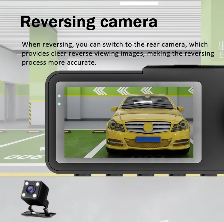 Triple-lens dashcam 1080P high-definition three-camera WIFI connection night vision wide-angle car recorder