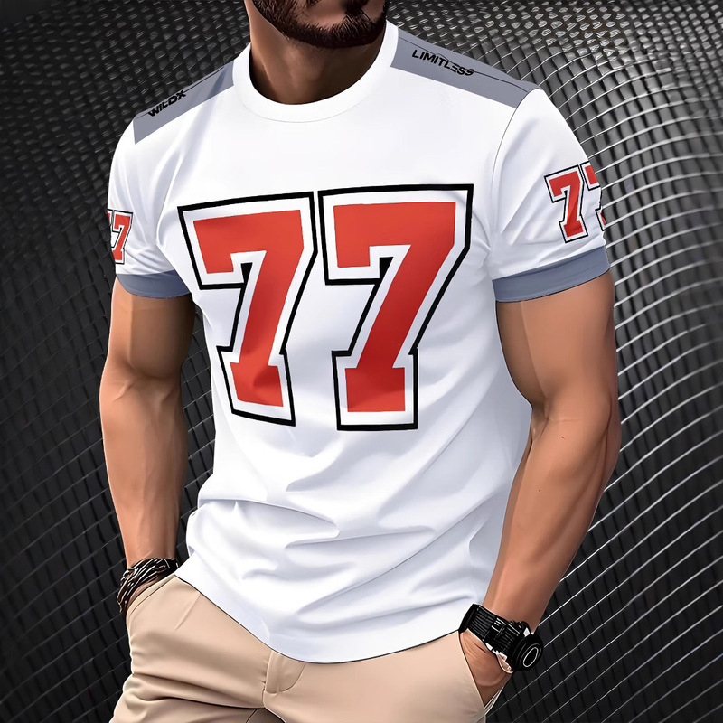 77 Ice Hockey Short-Sleeved American Retro Sports High Street Casual Rugby Uniform Basketball Hip-Hop Jersey 3D T-Shirt