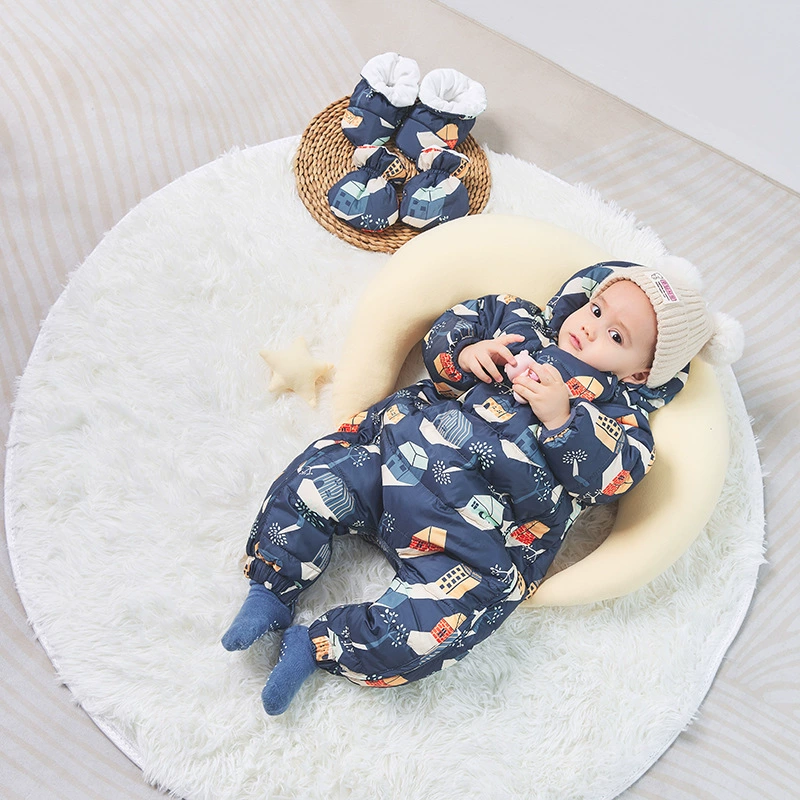 Children's velvet down jacket for early age for new born to go out, duck down, increased thickness
