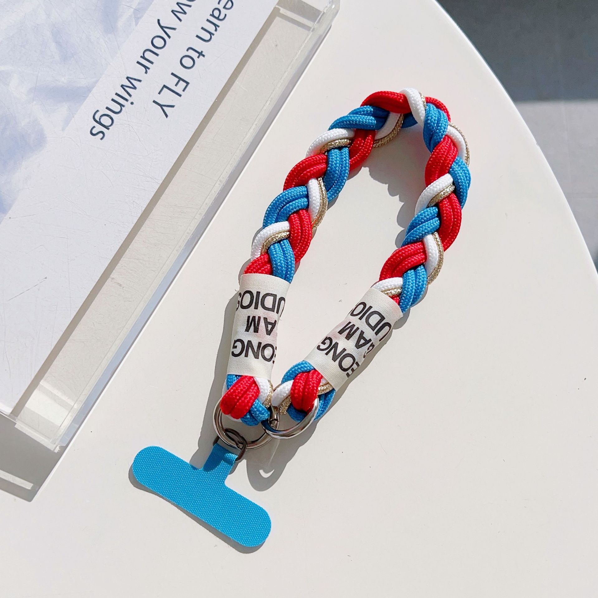 Creativo de color 6 hebras de tejido amor casca de teléfono móvil cadena cola de caballo universal cuerda corta cuerda de teléfono móvil ins viento