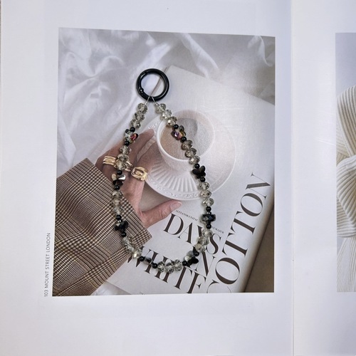 Minimalist style versatile butterfly knot crystal short handmade bead bag pendant keychain phone chain universal model