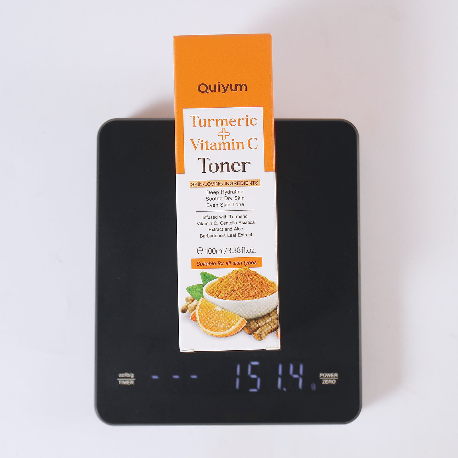Cross-border new product QUIYUM Turmeric Vitamin c Toner 100ml for hydrating and moisturizing the face is available for wholesale from the manufacturer undefined