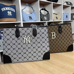 韓国のmlbの横のモデルのトートの爆発的な大容量のキャンバスの子の母の刺繍のnyのハンドバッグのショルダーバッグ