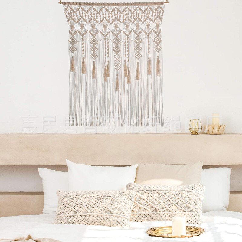 Ins Bohemian Hand-Woven Bed and Breakfast Door Curtain Partition Curtain Tapestry DIY Decoration Wholesale Light-Transmitting Anti-Mosquito Door Curtain