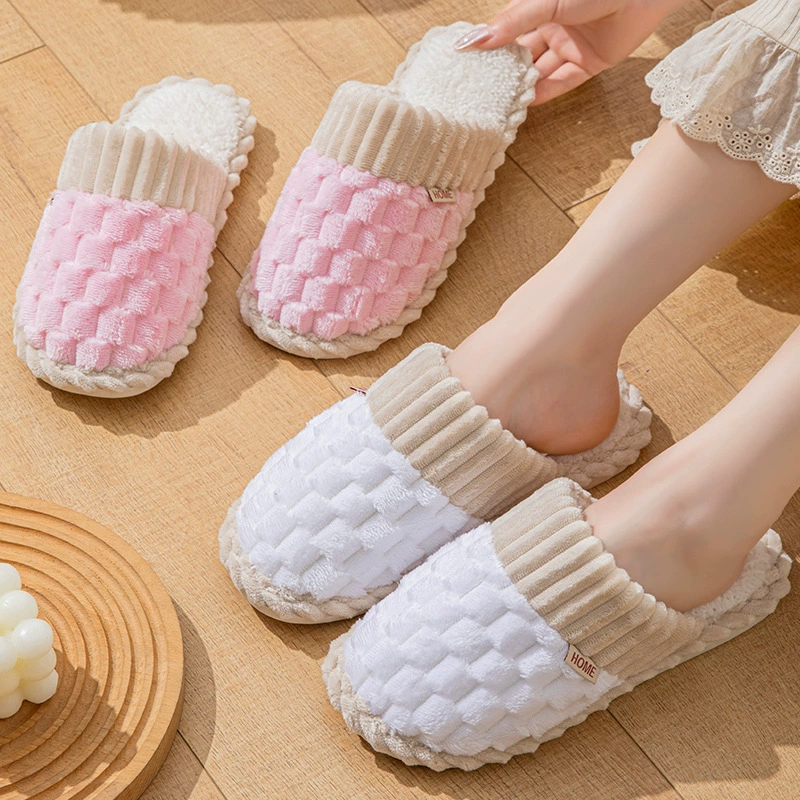 Новые женские домашние тапочки из ананасового вельвета и хлопка, простые, теплые, нескользящие, для беременных, зимние, мужские.