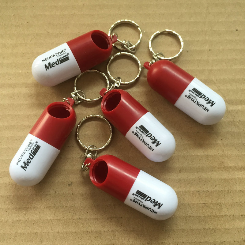 带钥匙扣药丸形状药盒 钥匙扣胶囊形状药盒 迷你旋转药盒