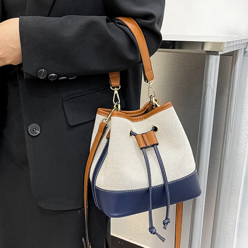 Wholesale contrast color bucket bag women's bag new fashion European and American fashion portable shoulder bag crossbody bag