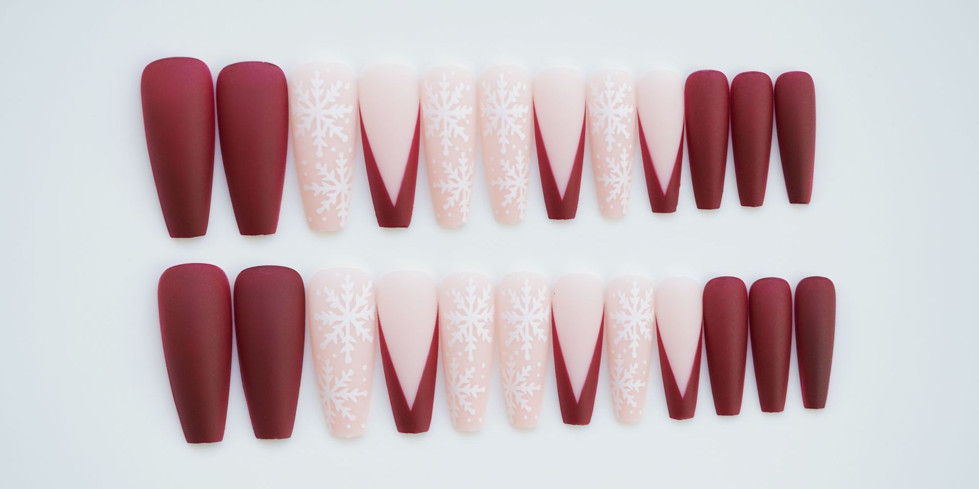 50g Weight press-on nails Nail Supplies 1 Set Quantity ABS Material Christmas Festival Snowflake Pattern Sweet Style Christmas Sweet Snowflake ABS Press-on Nails 1 Set 5
