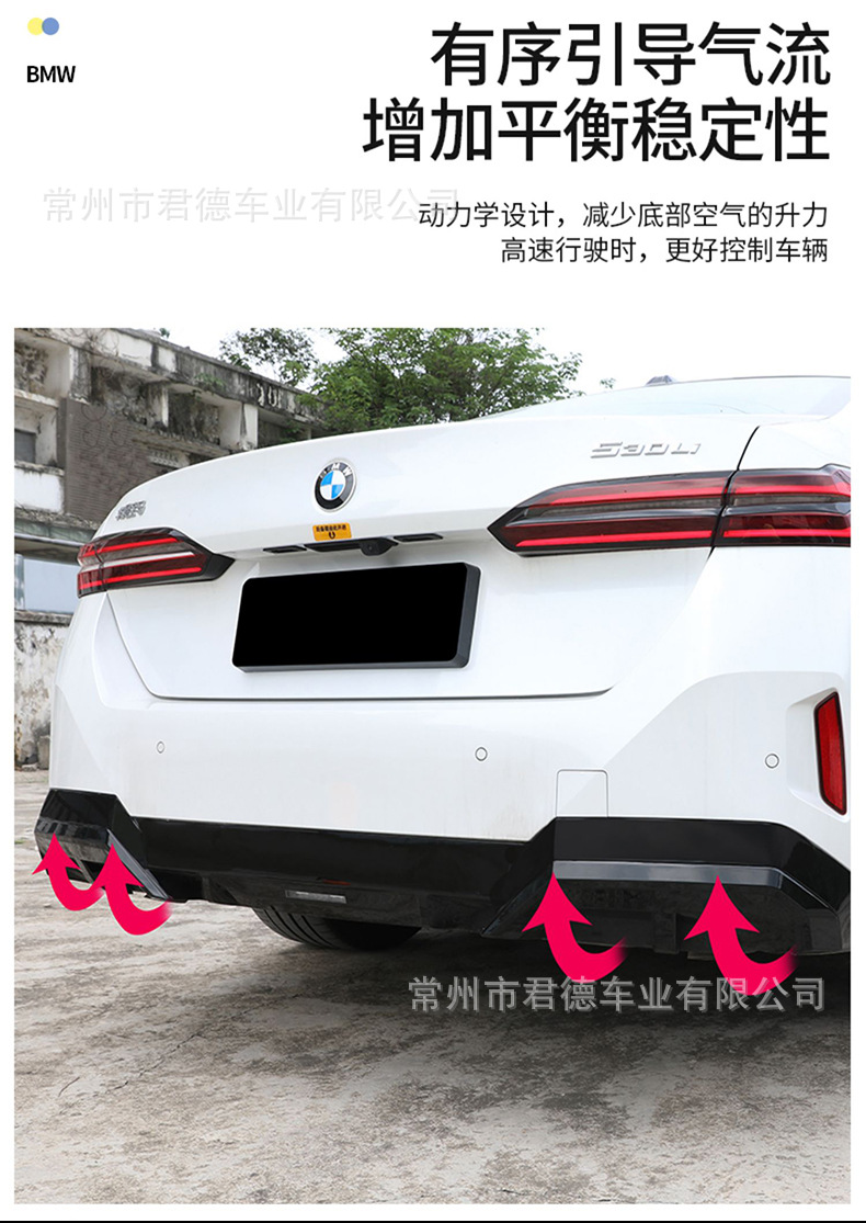 Suitable for 24-26 Bmw 5 Series/I5 Rear Lip Modification Four-Out Tail Throat Exhaust Cover Decorative Sticker Black Warrior