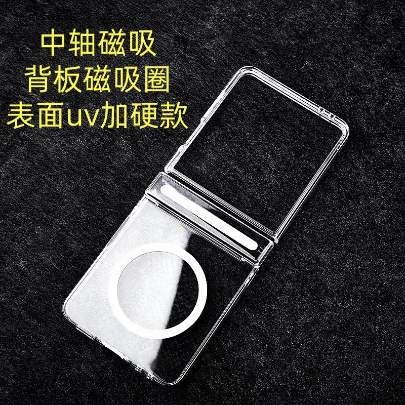 适用三星zflip7折叠手机壳zflip6中轴磁吸全包透明带磁吸圈保护套