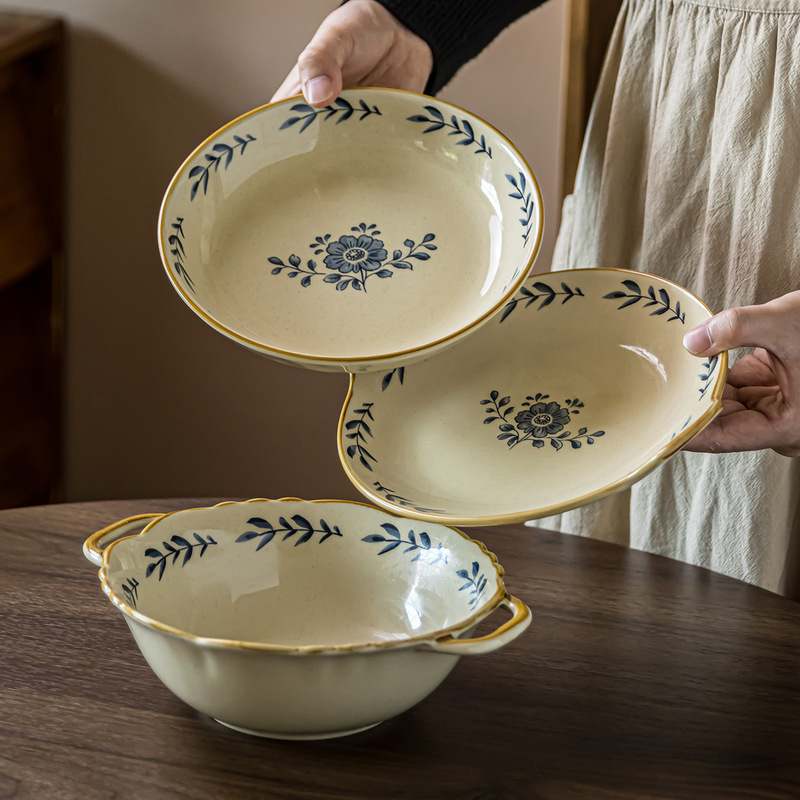 Highly Attractive Dinnerware Set for Home Use, 2026 New Floral Design Ceramic Tableware, Bowls and Plates, Housewarming Gift, Plates and Soup Bowls