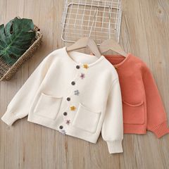 Women's Children's Cardigan Sweater 2023 Autumn/Winter New Children's Casual Style Knitted Jacket Girls' Handmade Woolen Sweater Top