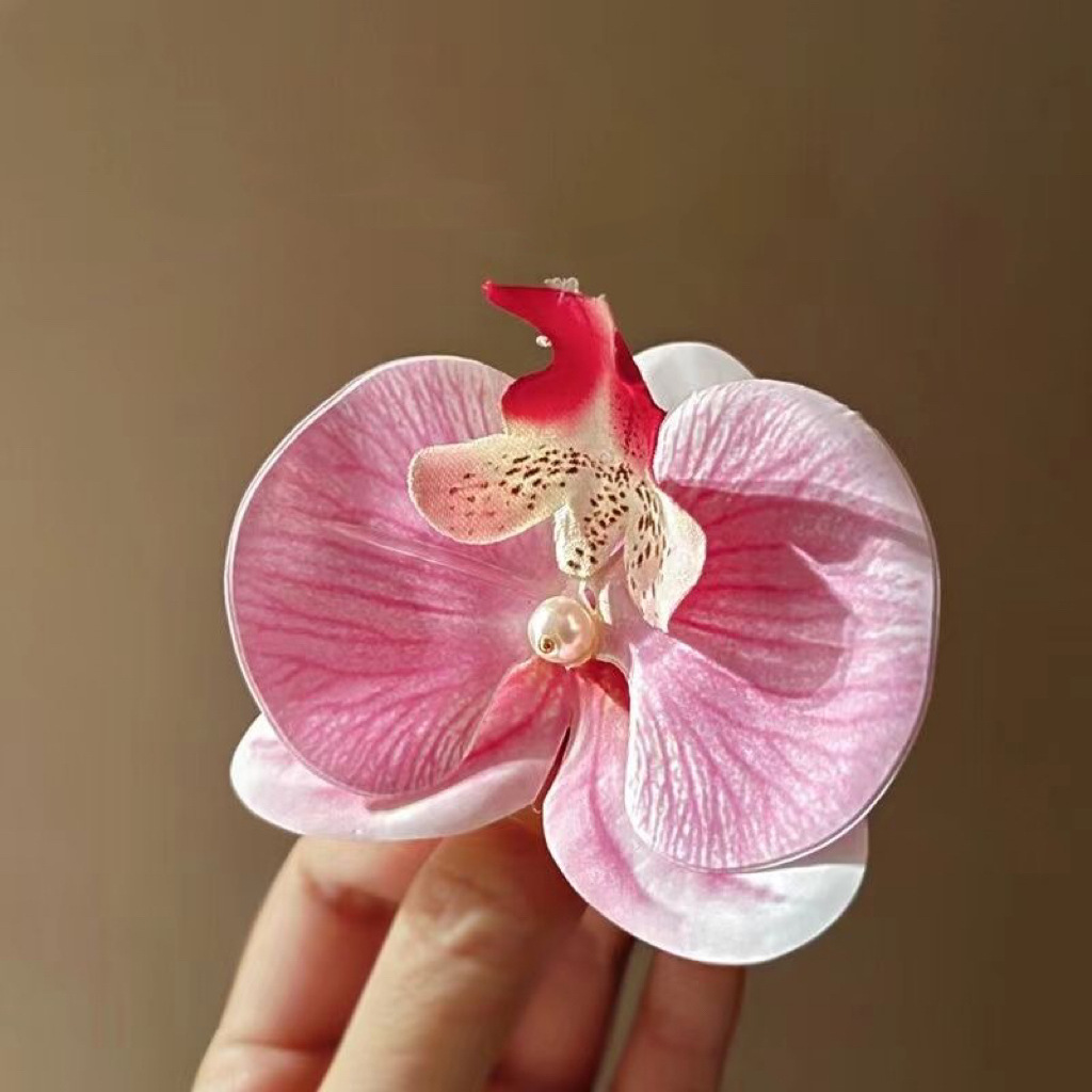 超仙胡蝶蘭シミュレーション花質感ヘアピン古風レトロ立体花高級感カモ口クリップ髪飾り
