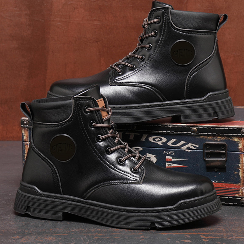 Botas Martin transfronterizas, botas de cuero cómodas de suela gruesa de cuero al por mayor para hombres y mujeres, botas de mujer con cordones de alta calidad informales y modernas