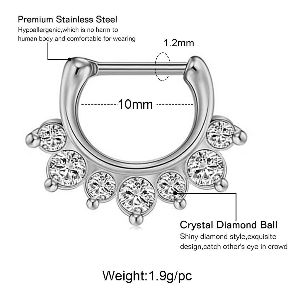 Holiday Occasion Stainless Steel Material 1 Piece Nose Rings & Studs Fashion Crown Skull Stainless Steel Plating Inlay Artificial Gemstones Nose Pin