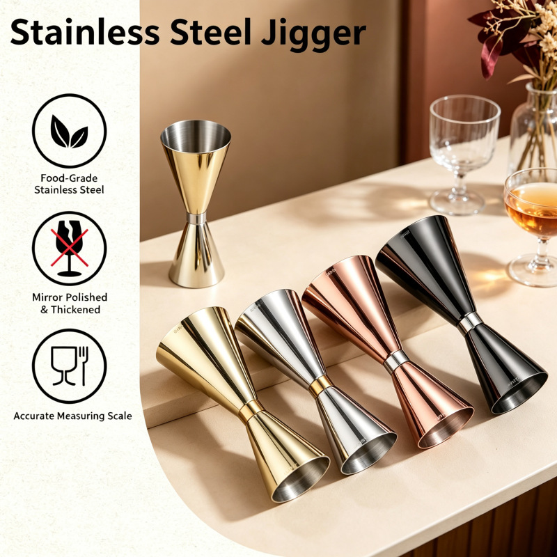 304 stainless steel gold ring with scale double measuring cup Ansi cup bar integrated cocktail cocktail measuring cup tool 304 stainless steel gold ring with scale double measuring cup Ansi cup bar integrated cocktail cocktail measuring cup tool