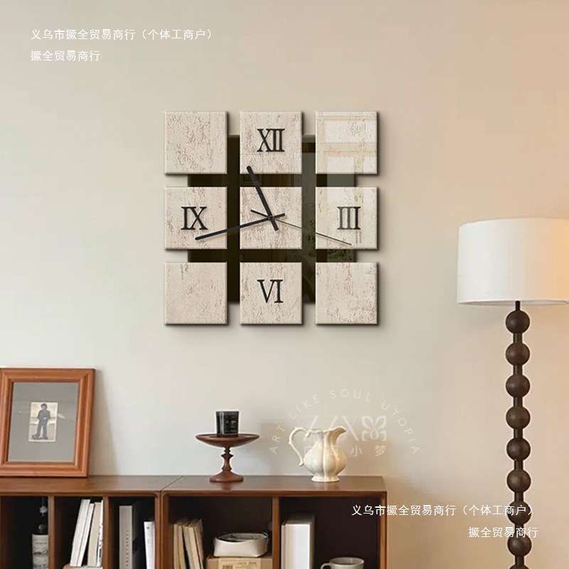 家用中古挂钟挂墙创意静音挂表客厅艺术2024新款时钟钟表壁钟简约